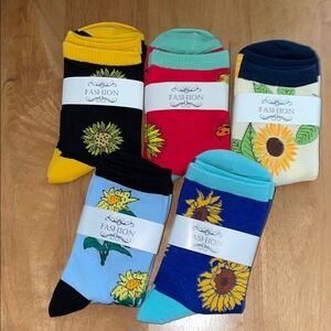 Sunflower theme Floral Ankle Socks - set of 5